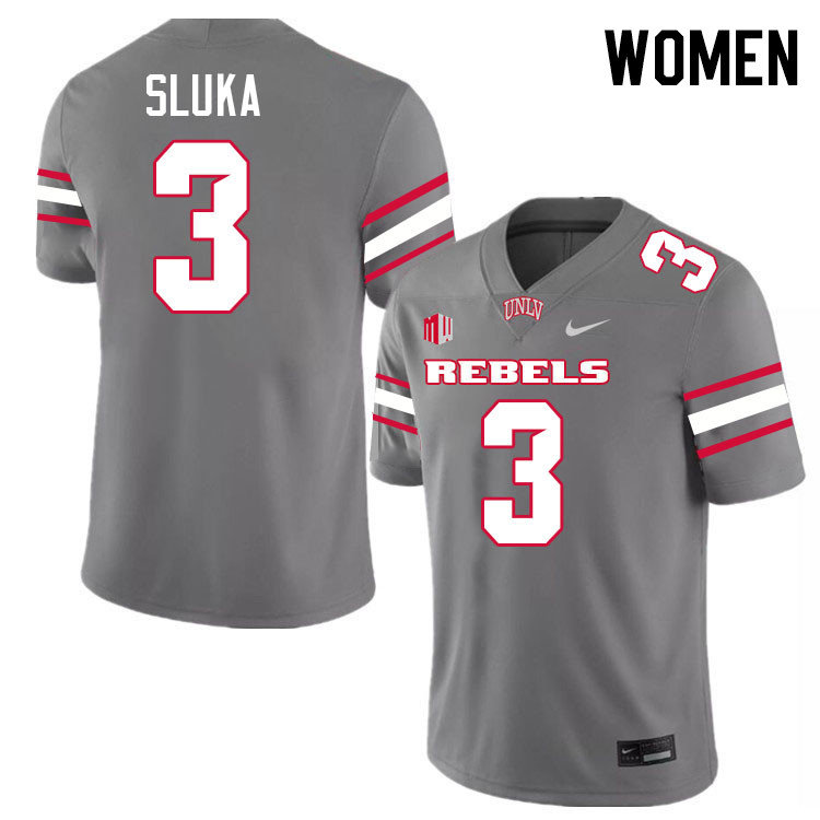 Women #3 Matthew Sluka UNLV Rebels College Football Jerseys Stitched-Grey